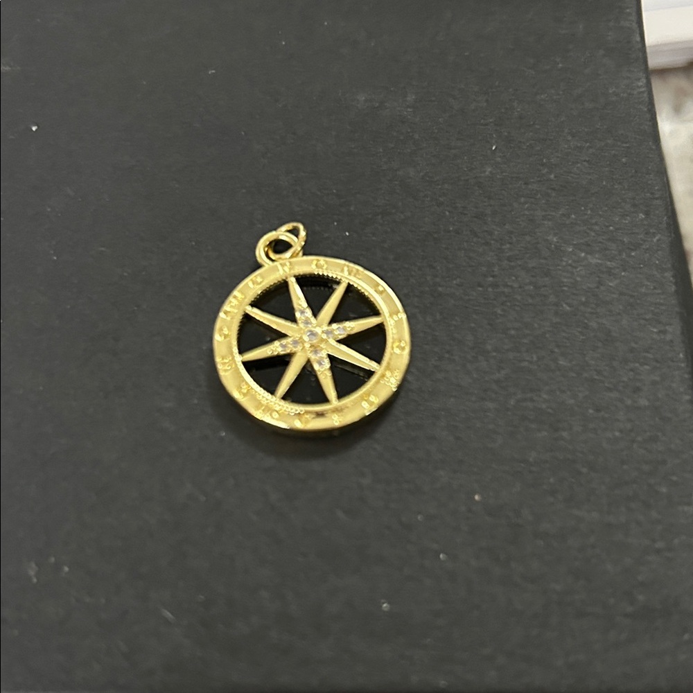 Gold Starburst Compass Pendant Charm - Women Jewelry